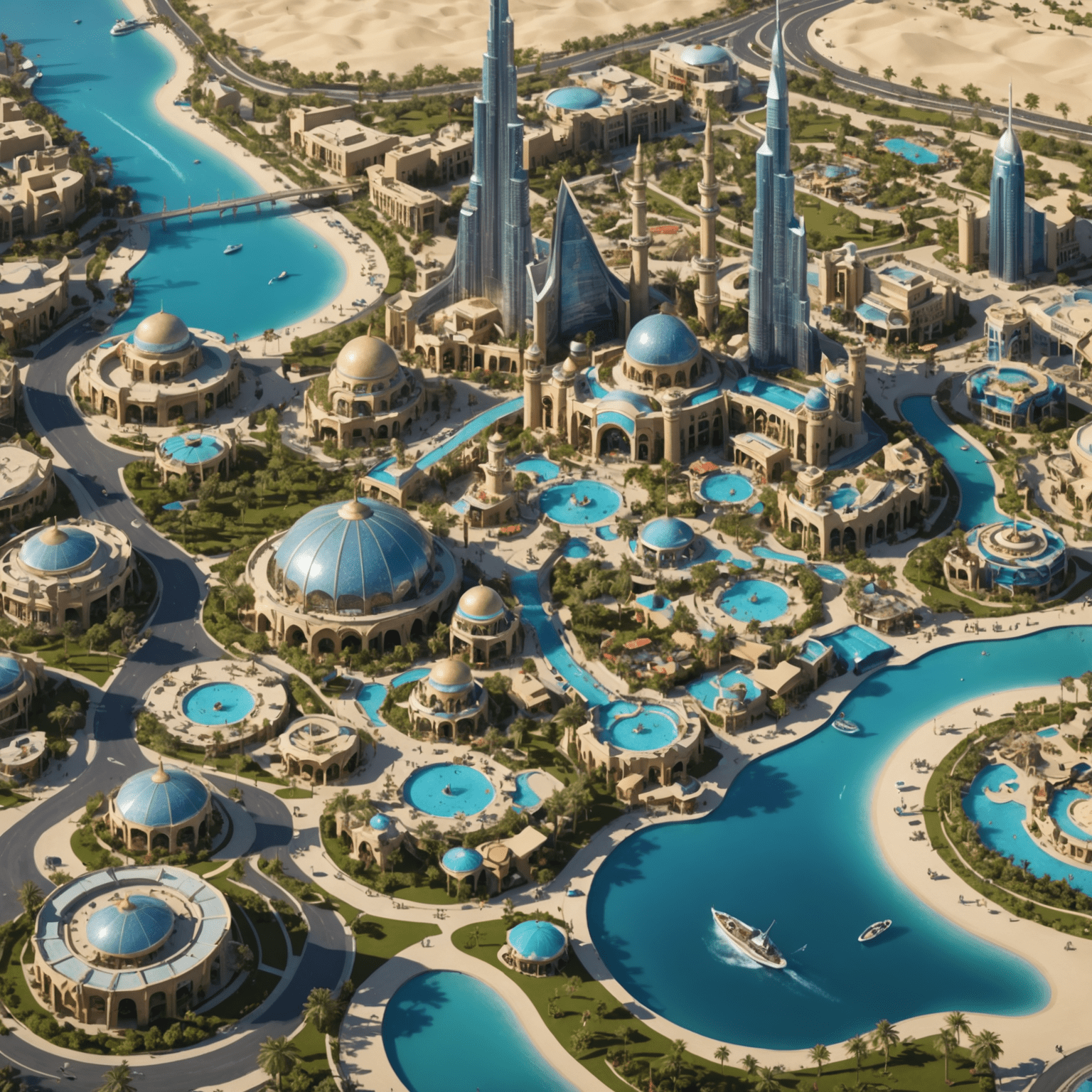 Interactive map of Motiongate Dubai showing various zones, attractions, and facilities