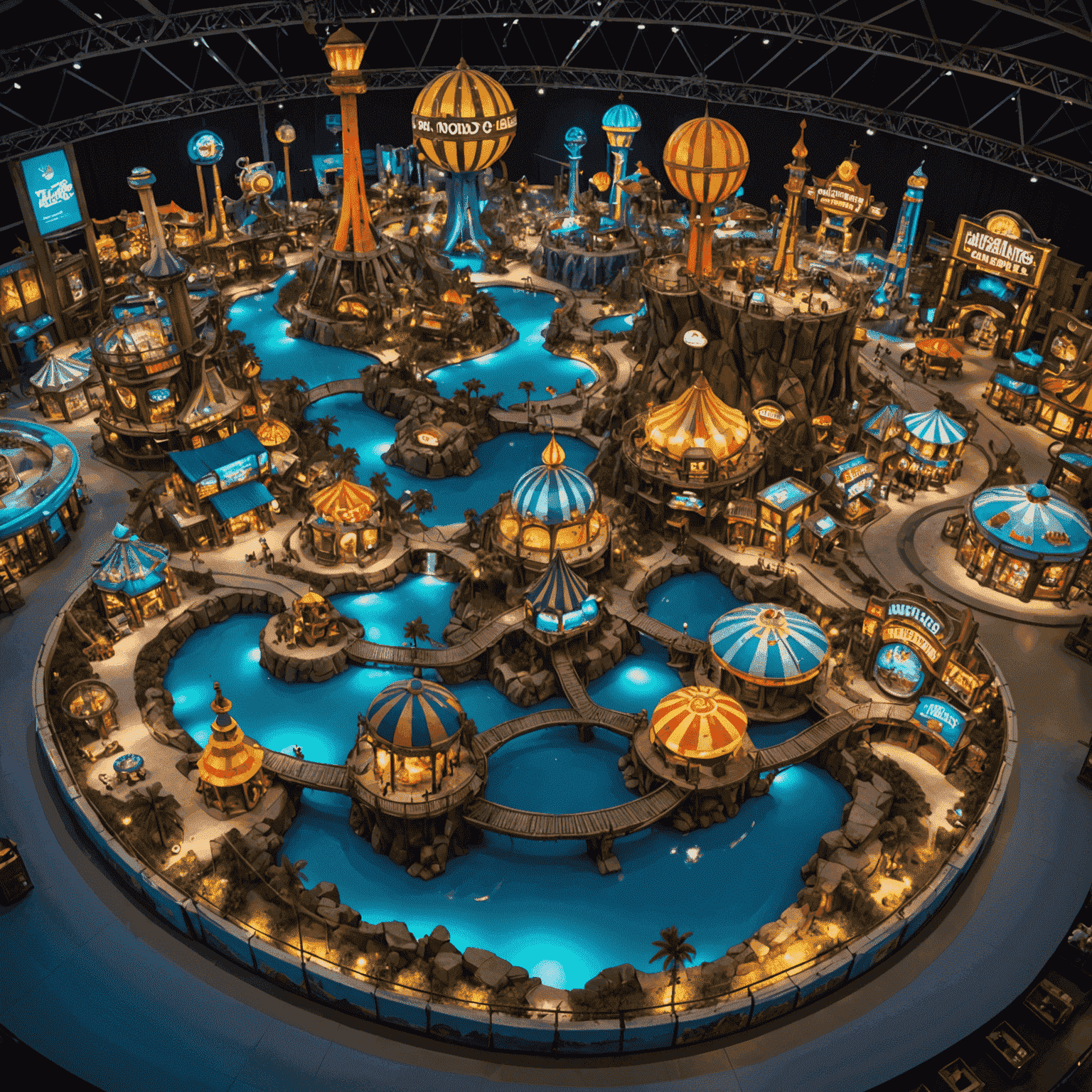 Interactive map of IMG Worlds of Adventure featuring different themed zones and attractions